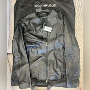 🆕 NWT Emporio Armani Black Leather Men’s Jacket